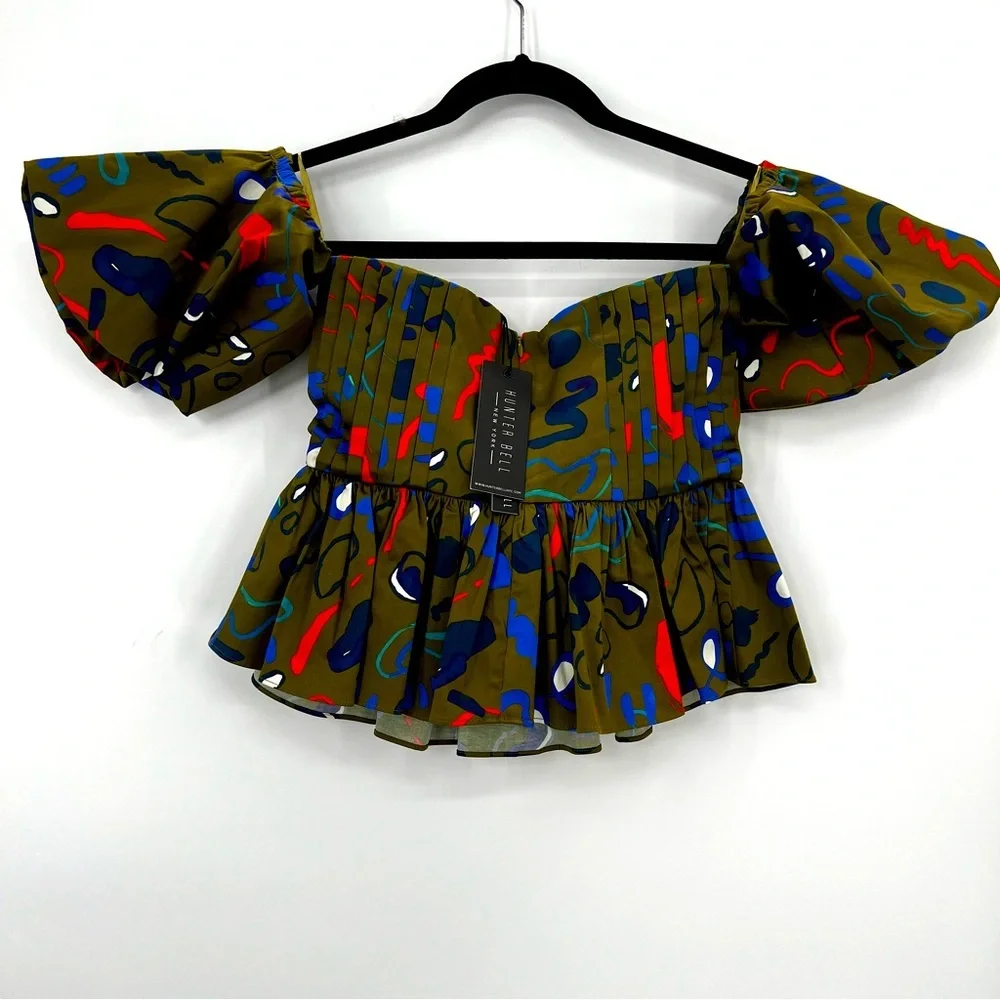 NWT Anthropologie Hunter Bell Rhea Tank Top Blouse Off Shoulder Ribbon US 0 - Picture 8 of 16